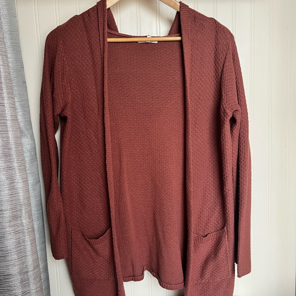 Maurices Open-Front Cardigan in Rust Brown